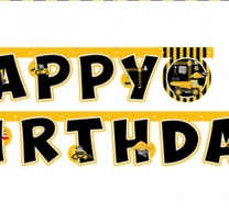 Банер гирлянд Строителни машини, багер, фадрома, с букви Happy Birthday, 2,10 м /Tr/