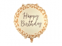 Фолиев балон Happy Birthday с леопардов принт, 45 см /Pd/