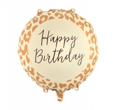 Фолиев балон Happy Birthday с леопардов принт, 45 см /Pd/