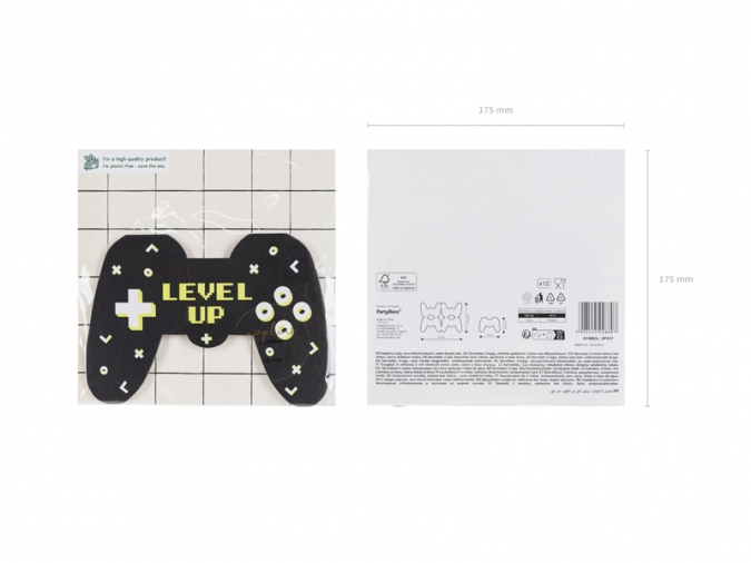 Парти салфетки Плейстейшън, джойстик, Level Up,  32х27 см, 12 бр. в пакет /Pd/