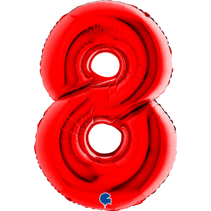 Фолиев балон цифра 4, цвят червен, 102см, Grabo Италия