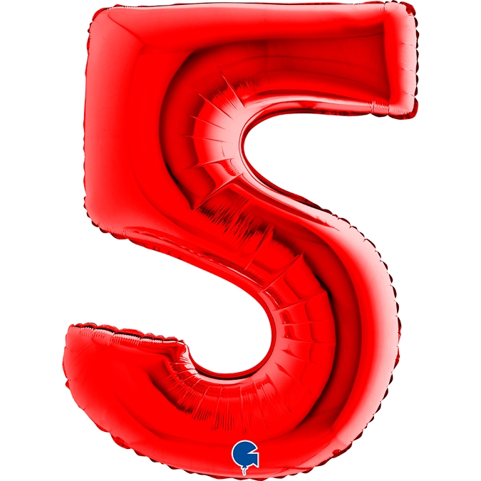 Фолиев балон цифра 4, цвят червен, 102см, Grabo Италия