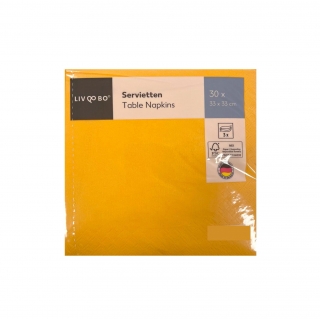 Парти салфетки оранжеви мандарина, 30 бр в пакет, 33х33 см /Kf/