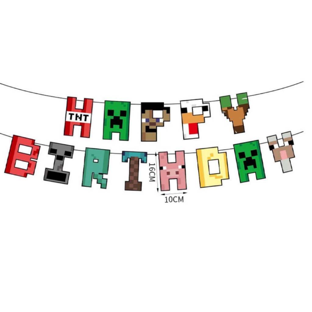 Банер гирлянд Майнкрафт/Minecraft, Happy Birthday, 2,5м. /Pe/