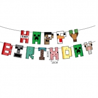Банер гирлянд Майнкрафт/Minecraft, Happy Birthday, 2,5м. /Pe/