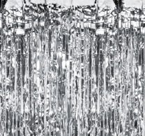 Ресни за декорация, лъскави, цвят сребро 100х250см /Pp/