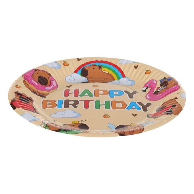 Хартиена парти чинийка Капибара 18 см, 6 бр. в опаковка /mb/