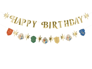 Банер Хари Потър Happy Birthday, 200 см, златен /Pd/