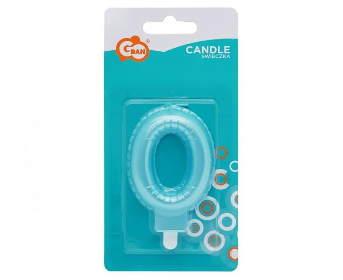 Свещ цвят светло син перла, цифра 0 /Gd/