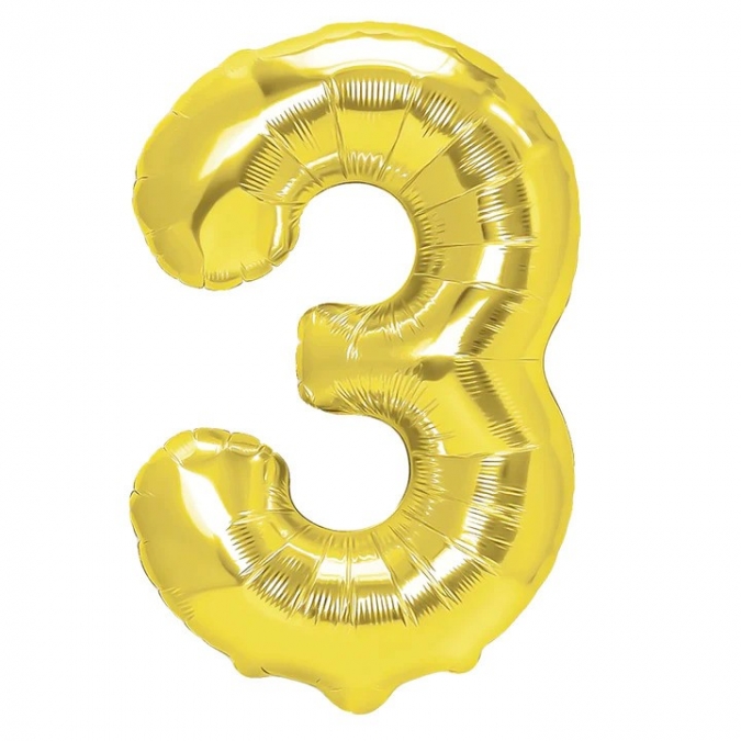 Фолиев балон цифра 6, цвят злато, 40см /Pp/