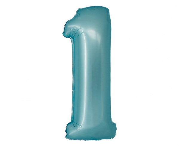 Фолиев балон цифра 4, цвят светло син матов, 76 см височина /Gd/