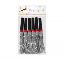 Парти свирки с холограмни ленти, цвят сребро, 6 броя /Km/