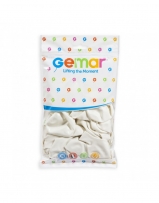 Балон цвят бял / White, диаметър 26 см, 100 бр. в пакет, Gemar G90 #001