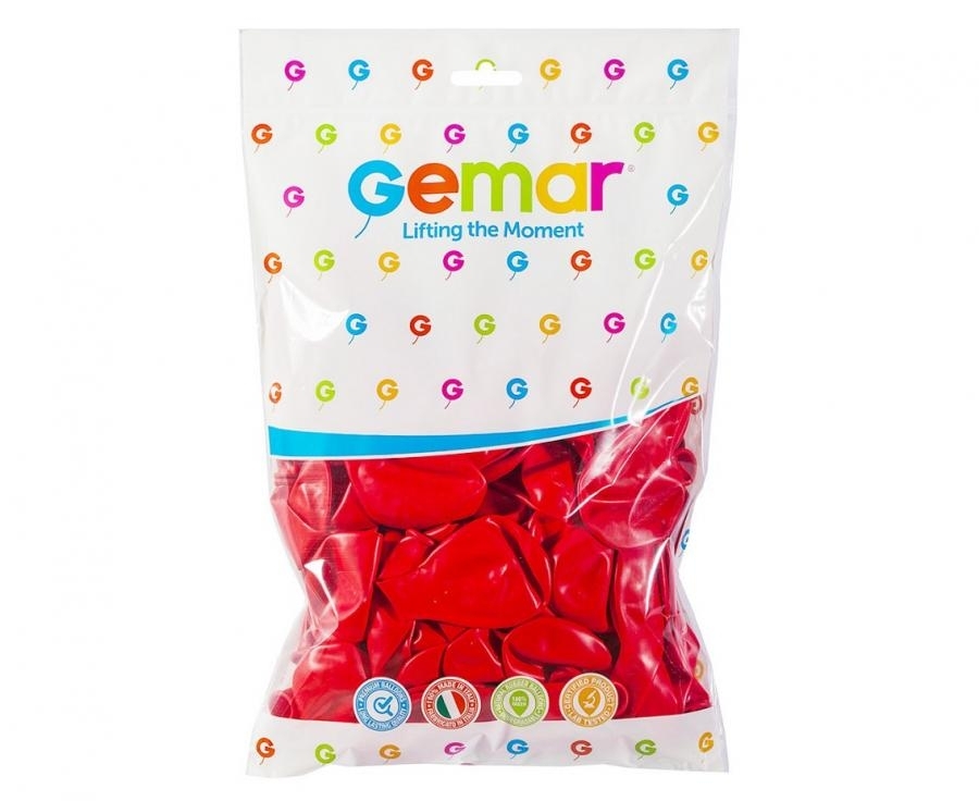Балон цвят червен диаметър 30 см, 100 бр. в пакет, Gemar G110 #045