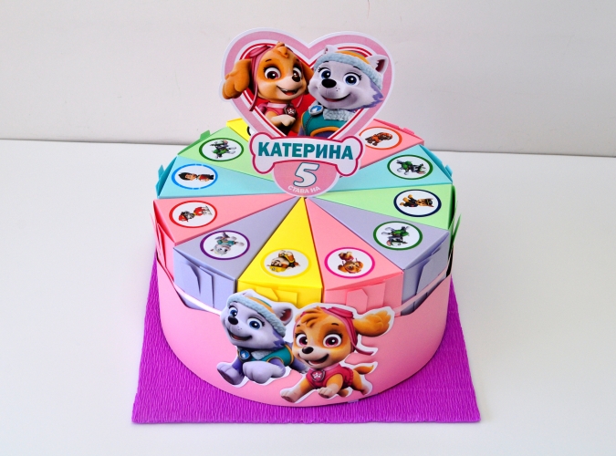 Хартиена торта с тематична декорация Пес Патрул Скай и Еверест