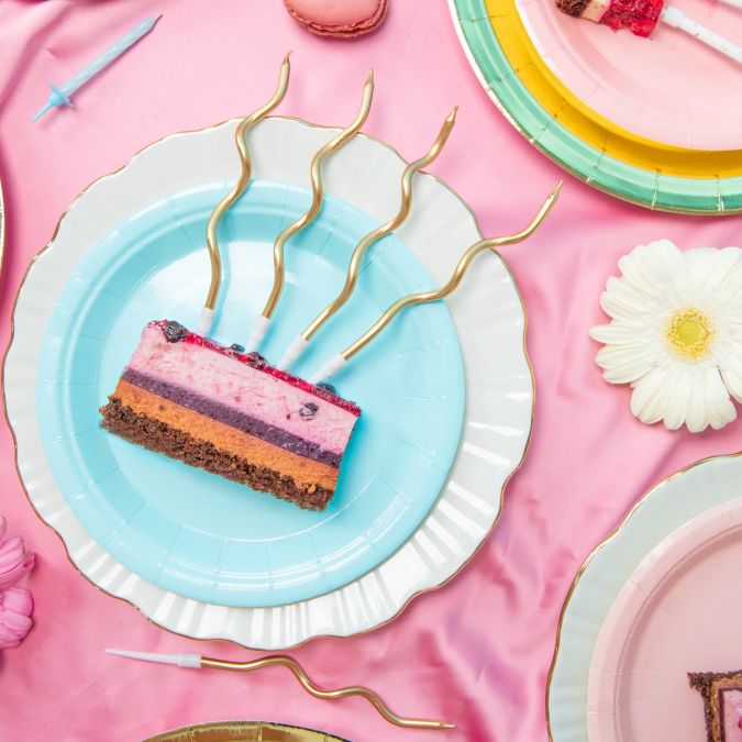 Свещи за торта спирали, 6бр., цвят злато, 12,5см /Pp/