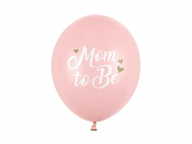 Комплект 6 бр. пастелни розови балони с надпис Mom to Be /Pd/