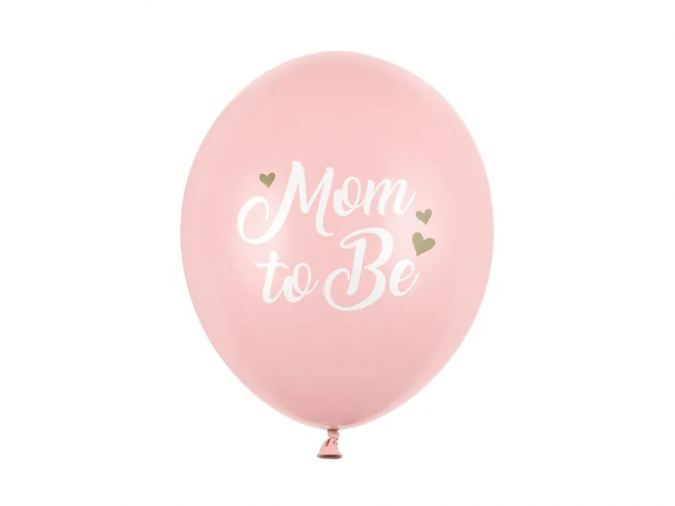 Комплект 6 бр. пастелни розови балони с надпис Mom to Be /Pd/