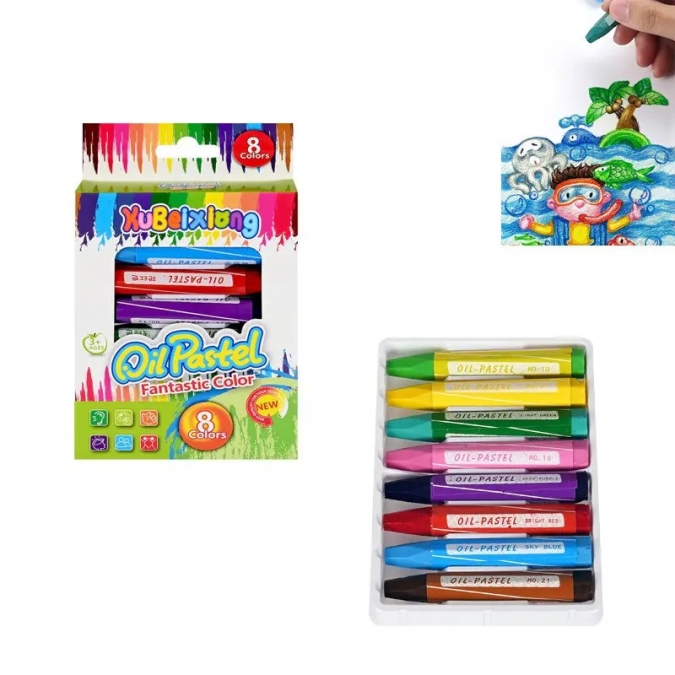 Маслени пастели, 8 цвята /Km/