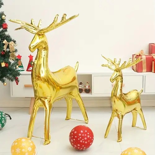 Фолиев стоящ балон Златни Елени, 2 броя, Коледа, 120см /Tm/